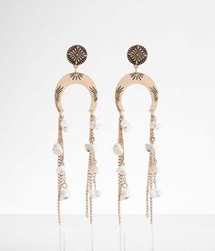 "Boutique By BKE Stone & Fringe Earring - Gold , Women's Burnishedgoldcream Embossed metal stud earring Length measures 4". Apparel & Accessories" Fringe Earring, Embossed Metal, Earring Gold, Western Theme, Earring For Women, Gold Cream, The Boutique, Fringe Earrings, Boutique Jewelry