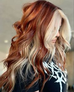 Orange Brown And Blonde Hair, Colorful Hair With Blonde, Blonde And Auburn Hair, Dark Copper Hair With Blonde Highlights, Box Braids Hairstyles Men, Short Hairstyles Aesthetic, Round Face Thick Hair, Braids Hairstyles Men, Bob Haircut Round Face