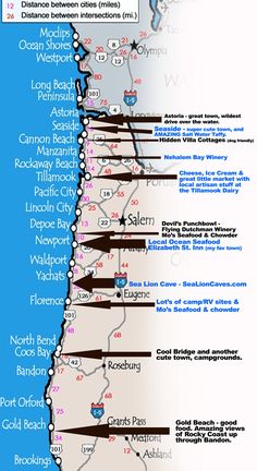 a map with many different locations and names