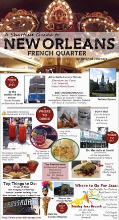 a guide to new orleans's french quarter with pictures and information about the attractions