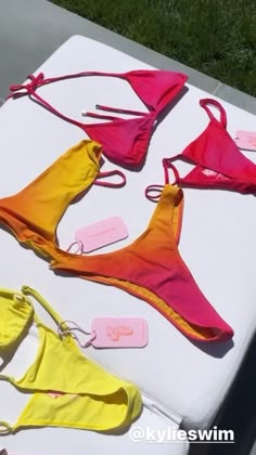 Bathing Suit Aesthetic, Suit Aesthetic, Kylie Swim, Orange Bathing Suit, Kylie Skin, Kylie Jenner Style, Clothing Photography, Orange And Pink, Summer Bikinis