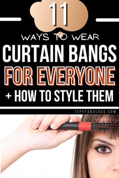 Curtain bangs (or fringe bangs) are super flattering and work on all face shapes, hair types, hair cuts and more. Find out which style is write for you and how to style them. How To Fix Curtain Bangs, Super Easy Hairstyles, Hair Mistakes, Bangs Hairstyles