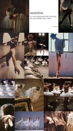 various photographs of ballet dancers in white and black outfits, with the caption taraturm