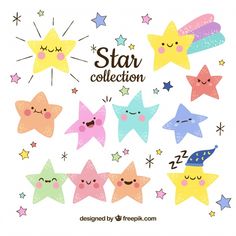 star collection with cute faces and stars