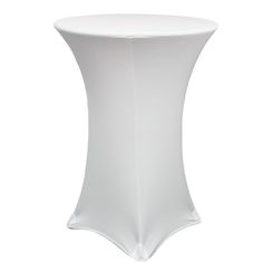 a white table that is very tall and has a curved top on it's side