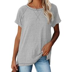 SHIBEVER Womens Summer Short Sleeve Tops Dressy Casual T-Shirts for Women Fashion Loose Fit Tee Shirts Crewneck Split Side Tops Ladies Tops Blouses Trendy Cute Tops for Women 2024 Summer tunic top, tunic black shirt, womens short sleeve shirts, summer casual tops for women Tunic tops for women, black tunic, tops for women, women's tunics Raglan shirt women women's tunics green shirts for women womwn's tops summer Womens tops womens short sleeve tops womens short sleeve crewneck t shirts womens s Short Sleeve Shirts Women, Fitted Tunic Tops, Harajuku Shirt, Fitted Tunic, Color Block Tee, Plain Tees, Short Sleeve Shirts, Shirts Women, Loose Shorts