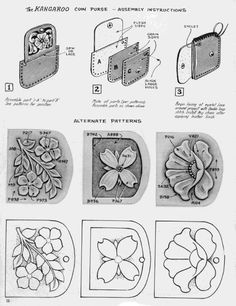 the instructions for making flower appliques are shown in black and white, with pictures of flowers on them