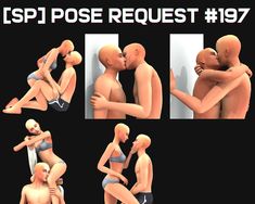 multiple images of an animated man and woman kissing each other with the caption'spi pose request 1917 '