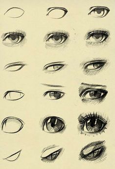 the different types of eyes are shown in this drawing lesson, which shows how to draw them