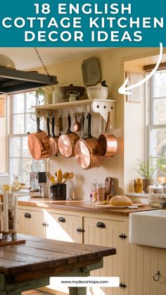 The charm of English cottage kitchens lies in their details—vintage-inspired decor, ceramic farmhouse sinks, and open wooden shelving—all working together to create a space that feels lived-in and welcoming.