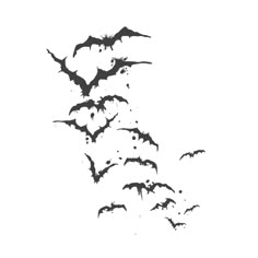 a flock of bats flying through the air