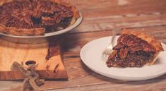 a slice of pecan pie on a plate