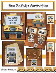 the bus safety activities are organized and ready to be used for children's learning