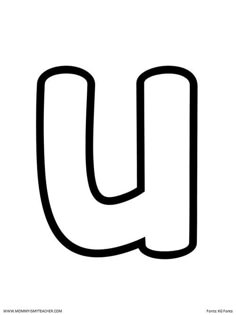 the letter u coloring page with black and white lines on it's upper half