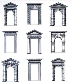 various types of arches and doorways are shown in this drawing lesson, which shows how to