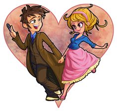 a man and woman are dancing together in front of a heart with an image of the same person on it