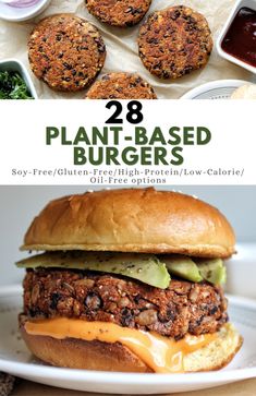 an image of plant - based burgers with text overlay