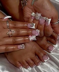 Junk Nails, Hard Nails, Girly Acrylic, Colored Acrylic Nails, Simple Acrylic Nails, Girly Acrylic Nails, Acrylic Nails Designs, Cute Acrylic Nail Designs