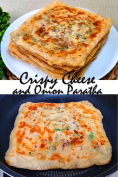 three different types of cheese and onion parathas