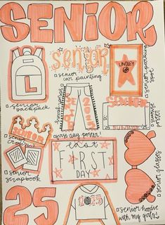 a poster with some writing on it that says, senior year 2013 and the first day of school