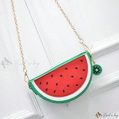 Bird in Bag - Charming Fruit-Inspired Crossbody Bag - Watermelon Lemon Design, Stylish Chain Shoulder Purse for Women Green Summer Shoulder Bag, Summer Green Shoulder Bag, Green Shoulder Bag For Summer, Watermelon Bag, Hobo Bag Patterns, Watermelon And Lemon, Lemon Design, Womens Sling Bag, Purse For Women