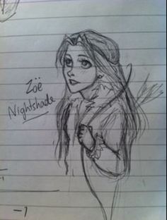 a drawing of a girl with the name zooe nightsends written on it