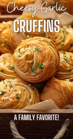 Close-up image of a tray filled with Cheesy Garlic Cruffins garnished with chives. Cruffin Recipe, Crescent Recipes, Elegant Appetizers, Crescent Roll Recipes, Muffin Tin, Crescent Rolls, Bread Recipes Homemade, Pastry Recipes, Dinner Rolls