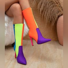 Brand New! - Luxe - Chic - Pointy Toe - Color Block Item Takes 5-8 Business Days To Ship Trendy Pumps, Designer Wedges, Luxury Heels, Awesome Shoes, Footwear Design Women, Designer Heels, Orange Pink, Luxury Shoes, Nice Shoes