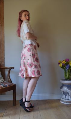 A delightful vintage Moschino midi skirt, dating from the 1990s. Made by the  Cheap and Chic label. Fully lined, made from a beautiful pale pink textured fabric which I believe to be a linen mix.  Very good condition, although the original fabric label is missing and one of the hanging loops has come loose. No other signs of wear or age. Marked as an IT 44, EU 40, GB 12, USA 10 - but comes up small. Waist: 28" / 72cm Hips: 39" / 98cm Length: 23" / 58cm Follow me on instagram for new stock previe Cottagecore Fitted Skirt For Spring, Fitted Cottagecore Skirt For Spring, Summer Cottagecore Fitted Skirt, Cottagecore Fitted Summer Skirt, Cottagecore Fitted Skirt For Summer, Vintage Spring Lined Skirt, Vintage Lined Skirt For Spring, Vintage Full Skirt For Spring, Vintage Knee-length Lined Skirt