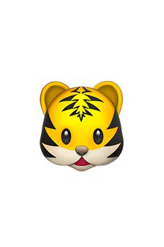 a yellow and black tiger head on a white background