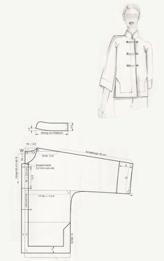 a drawing of a jacket with measurements on it