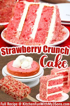 this strawberry crunch cake is so good and it's ready to be eaten