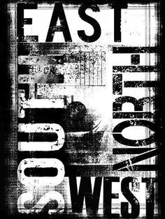 a black and white poster with the words fast food west on it's side