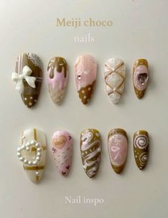 Nail Art Noel, Girly Acrylic Nails, Pink Chocolate, Soft Nails, Jelly Nails, Kawaii Nails