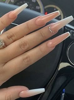 Coffin Nails Ombre, Unghie Sfumate, Long Nail Art, Milky Nails, Nagellack Trends, Nagel Tips, Long Nail