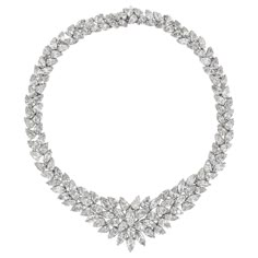 Of intricate and creative design, showcasing 115.20 carats total of marquise and pear shape diamonds, set in a three-dimensional brilliant design. Made in platinum. Expensive Necklaces, Cosmic Jewelry, Chic Necklace, Circle Pendant Necklace, Cluster Necklace, Expensive Jewelry, Fancy Jewellery, Cluster Pendant