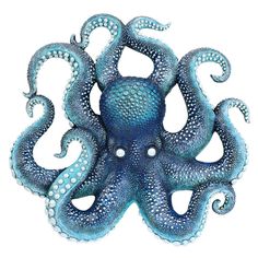 an octopus is painted in blue and white