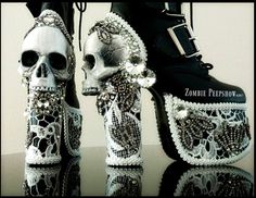 Platform "Decadence" Crystal Lace Skull Boots by kaylastojek on Etsy https://www.etsy.com/listing/559910556/platform-decadence-crystal-lace-skull Weird Shoes, Skull Boots, Lace Skull, Skull Shoes, Goth Shoes, Crystal Lace, Gothic Shoes, Dr Shoes, Funky Shoes