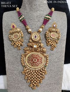 Rajwada Jewellery, Marriage Jewellery, Rajputi Jewellery, Pendent Set, Black Beads Mangalsutra Design, Gold Earrings Wedding