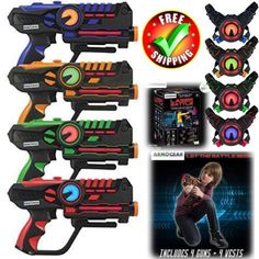 ad eBay - Find many great new & used options and get the best deals for Infrared Laser Tag s and Vests - Laser Battle Mega Pack Set of 4 - Infrared 0.9m at the best online prices at eBay! Free shipping for many products! Battle Games, Laser Tag, Play Structure, Riveting, Outdoor Toys, Rocket, Ebay Finds, Hobbies, Toys