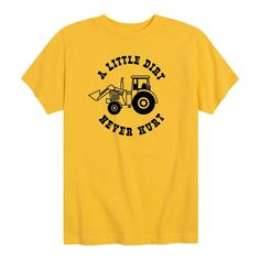 He'll be ready for adventure in this fun boys' "A Little Dirt Never Hurt" tee. He'll be ready for adventure in this fun boys' "A Little Dirt Never Hurt" tee. Crewneck Short sleevesFABRIC & CARE Solid colors: cotton Heather colors: cotton, polyester Machine wash Imported Size: Medium. Color: Yellow. Gender: male. Age Group: kids. Pattern: Graphic. Material: Cotton Blend. Toddler Boy Shirts Vinyl, Construction Birthday Shirt Boys, Monster Truck Shirt, Pregnancy Gender Reveal, Construction For Kids, Monster Truck Tshirt Boys, Gender Reveals, Graphic Material, Boys Graphic Tee