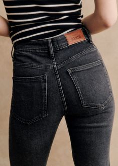 Mid-rise slim-cut jeans;5 pockets;Zip fly with button at waistband;Inside leg length: 77 cm / 30.3 in (size EU36/UK8) Denim Sweatshirt, Denim Suit, Polo Sweatshirt, Denim T Shirt, Cotton Textile, Perfect Jeans, Knitwear Tops, Low Waisted, Denim Coat