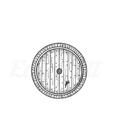 a drawing of a wooden barrel on a white background