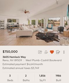 an image of a living room with furniture on the bottom right hand corner and ceiling fan in the middle