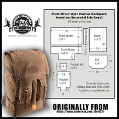 the back pack is made from canvas and has two compartments for storing items in it