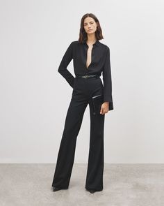 CHRISTOPHE PANT – Nili Lotan Winter Trousers, Design Philosophy, Nili Lotan, Button Sweater, High Rise Pants, Cropped Trousers, Slim Pants, Silk Crepe, Casual Elegance