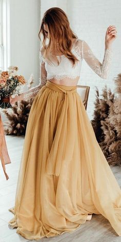 Prom Dress Champagne, Lace Long Prom Dress, Champagne Evening Dress, Dress Champagne, White Lace Top, Colored Wedding Dresses, Long Wedding Dresses, Tulle Lace, Chiffon Lace