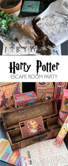 the harry potter escape room party has been set up in an old trunk and is ready for