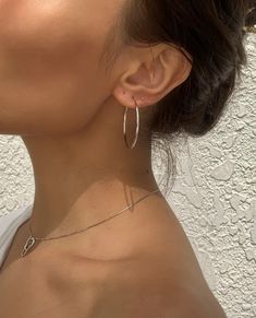 Silver Skinny Hoop Earrings | En Route Jewelry Classy Jewelry Silver Earrings, Silver Jewelry Aesthetic Earrings, Silver Jewellery Aesthetic, Silver Earrings Aesthetic, Hoop Earrings Aesthetic, En Route Jewelry, Earrings Outfit, Silver Jewlery, Large Silver Hoop Earrings