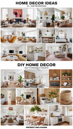 a collage of photos showing different types of furniture and decor in the same room